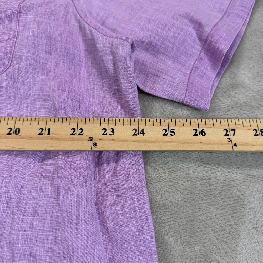 Tommy Bahama Mens Large Purple 100% Linen Short Sleeve Button Front Shirt Logo - Picture 5 of 8